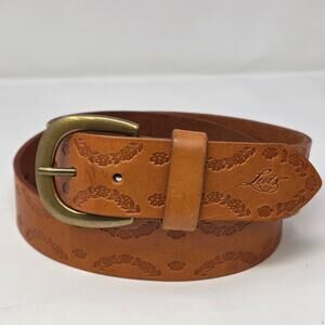 Levi's Belt Size 36 Tooled Full Grain Cow Leather Brown Embossed Cowboy Western